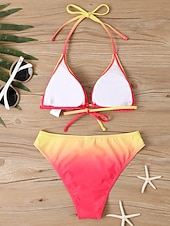 זול סטים של ביקיני-בגד ים נשים ביקיני 2 חלקים חיתולים שליטה בבטן מותן גבוהה רזה ללא גב ללבוש חוף חופשה צוואר טנסי גוון אחיד ללא שרוולים