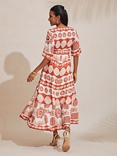 Недорогие Цветочные платья-Жен. Атласное платье длинное платье платье макси Оранжевый галстук спереди Отпуск XS S M