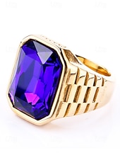 abordables Joyas para hombres-Anillo de titanio para hombre con gema grande de color – disponible en varios colores, diseño elegante para ocasiones informales y formales