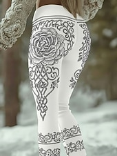  Damen Leggings Gemütliche Leggings Urlaub Vintage Ethno-Stil Volle Länge Hohe Taille Grafik Baum Drucken Bequem Dehnbar Lässig Täglich Urlaub Braun / Weiß Weiß Braun Grün Frühling Herbst Schmale