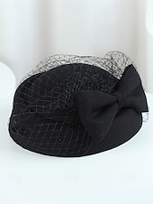 Недорогие Рождественские аксессуары-женская рождественская шапка из искусственной шерсти, с бантом и сеткой, несколько цветов для праздничных мероприятий, идеально подходит для торжеств и зимней моды