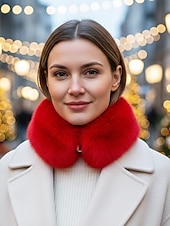 levne Dámské šátky-Dámský vánoční šátek s umělou kožešinou, měkký a útulný, dostupný v červené, bílé a několika dalších barvách – perfektní vánoční dárek
