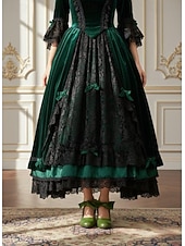 baratos Scarpins de salto bloco-Sapatos Mary Jane femininos vintage dos anos 1950 em couro sintético verde com detalhe de laço - estilo retrô elegante, perfeitos para eventos vitorianos e eduardianos e reuniões formais.