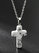 Недорогие Мужские украшения-Мужское рождественское ожерелье с подвеской-крестиком из натурального камня, доступно в нескольких цветах, стильный и модный дизайн, идеально подходит для подарков на праздники