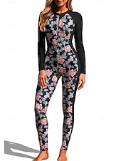 billige One Pieces Rash Guards-Dame Rash-guard Helkroppsutslett Surfedrakt i ett stykke UV Solbeskyttelse Full Dekning UPF50+ Langermet Heldekkende Badetøy Kroppsdrakt Badedrakt Ta igjen glidelåsen med innebygd BH Forside Glidelås
