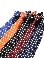 billiga Herrslipsar &amp;amp; flugor-herrslips i polyester, prickigt mönster, flera färger, perfekt för jul och formella tillfällen