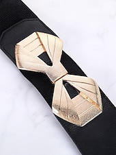 abordables Cinturón de mujer-Cinturón elástico para mujer con hebilla de aleación – elegante material de poliéster, ajuste regulable – perfecto para vestidos, atuendos casuales y formales