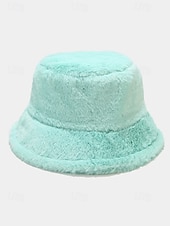 economico Cappelli da donna-Cappello da pescatore natalizio da donna in pelliccia sintetica, morbido e accogliente, disponibile in più colori: regalo perfetto per le feste