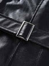 Χαμηλού Κόστους Ανδρική καμπαρντίνα-Ανδρικά Jeci Piele Μπουφάν Biker Μπουφάν μοτοσικλέτας Διακοπές Καθημερινά Αντιανεμικό Διατηρείτε Ζεστό Τσέπη Φθινόπωρο Χειμώνας Σκέτο Μοντέρνα Κλασσικό Πέτο Μακρύ Μαύρο Σακάκια