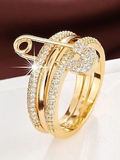 levne Dámské prsteny-Dámský vánoční měděný prsten - elegantní tříbarevný design s čirými kameny, ideální jako sváteční dárek, slavnostní a stylový doplněk pro běžné i formální příležitosti