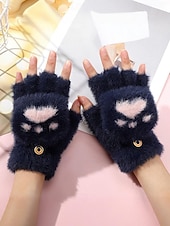 preiswerte Handschuhe für Damen-Damen-Fingerhandschuhe aus flauschigem Strick mit Katzenpfotenmuster – weicher Plüschstoff, in verschiedenen Farben erhältlich, perfekt für Winter und Freizeit.