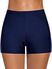 preiswerte Bikini-Höschen-Woman's Dehnbare Boxershorts Badeanzug Dehnbare Boxershorts Hohe Taille Hohe Taille Urlaub Strandbekleidung Einfarbiger Ärmloser Badeanzug