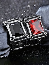 Недорогие Мужские украшения-мужское кольцо с готическим крестом - сплав, черный и красный драгоценные камни, винтажный стиль с религиозным мотивом, идеальный рождественский подарок для повседневных и торжественных случаев