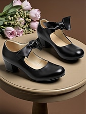 baratos Scarpins de salto bloco-Sapatos Mary Jane femininos vintage dos anos 1950 em couro sintético verde com detalhe de laço - estilo retrô elegante, perfeitos para eventos vitorianos e eduardianos e reuniões formais.