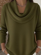 levne Pevné barvy-Dámské Svetr Rolák Šik ven Na běžné nošení Pevná barva Rolák Pletený Dlouhý rukáv Běžné topy Plést Dovolená Jdeme ven Víkend Černá Bílá Podzim Zima