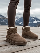 halpa Lumi- ja talvisaappaat-Naisten tikatut vedenpitävät talvikengät turkisvuorilla, lämpimät ja liukumattomat, ihanteelliset lumisille keleille ja ulkoiluun