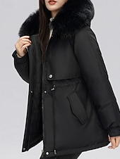 economico Capispalla da donna-Per donna Giacca imbottita Giacca in Pile Cappotto in Pelliccia Sintetica Caldo Confortevole Cerniera Bottoni Collo in Pelliccia Casual Semplice Vacanza Streetwear Abbigliamento quotidiano Uscire