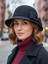 voordelige Dameshoeden-Polyester clochehoed voor dames met strik, elegant en stijlvol, verkrijgbaar in meerdere kleuren, perfect voor casual en formele gelegenheden