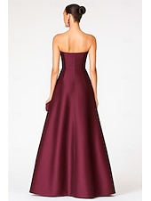  Dos Piezas Corte A Hasta el Suelo Vestido de raso Vestido Invitada Boda Vestido formal Vestido de Madrina Sin Mangas Sin Tirantes Elegante Formal Noche formal Reunión Familiar Satén Vestidos cortos