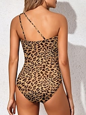 cheap One-piece swimsuits-Women's One Piece Swimsuit Slimming One Shoulder Colorblock Monokini Tummy Control High Waist Slim Backless Vacation Beach Wear Solid Color Graphic Asymmetric Neck Sleeveless Bathing Suits