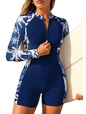 Χαμηλού Κόστους Rash Guards One Pieces-Γυναικεία Προστατευτικά Ολόσωμη φόρμα για σέρφινγκ Μαγιό Τροπικό Αποκλεισμός χρωμάτων Κουμπώσου με ενσωματωμένο σουτιέν Αφαιρούμενη επένδυση Προστασία από τον ήλιο UV UPF50+ Πολύ Ελαφρύ (UL)