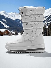 זול מגפי שלג וחורף-מגפי חורף עמידים למים לנשים - מגפי שלג חמים ומונעי החלקה למזג אוויר קר, נעלי חורף אופנתיות לפעילויות חוץ