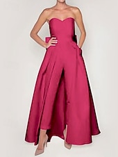 economico Abiti da ballo-Tute Staccabile Abito da Sera Elegante Minimalista Senza Maniche Scollo a Cuore Natale Ospite di nozze Tasca Tessuto Elasticizzato con Fiocco/Fiocchi Sopragonna