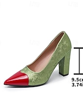 お買い得  女性のクリスマスシューズ-レディースの赤と白のブロックヒールパンプス - クリスマスパーティーやホリデーシーズンにぴったりの、華やかなポインテッドトゥのハイヒール