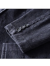 billige Blazer-Herre Kordfløyel jakke Halskrage Årgang Mote Utendørs Ensfarget Blazer Blå kaffe Grå Skreddersydd Single Breasted To-knapper