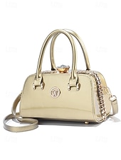 economico Borsette e borse tote-elegante borsa da sera da donna in pelle verniciata, decorata con cristalli, disponibile in rosso e blu navy, perfetta per feste formali e celebrazioni festive