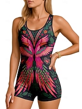 abordables Rash Guards de Una Pieza-Mujer Camiseta Protección Solar Surf Traje de surf de una pieza Traje de baño Boho Folk Cerrar con sujetador incorporado Acolchado extraíble Protección solar UV UPF50+ Utra ligero (UL) Sin Mangas