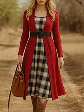 Χαμηλού Κόστους Φορέματα πουλόβερ-Γυναικεία Πουλόβερ Φόρεμα πουλόβερ Καθημερινό Μαλακή Μονόχρωμες Κοτλέ Στρογγυλή Ψηλή Λαιμόκοψη Κουρελού Πλεκτό Στάμπα Μακρυμάνικο Μακριές μπλούζες Πλέκω ΕΞΩΤΕΡΙΚΟΥ ΧΩΡΟΥ Καθημερινά Σαββατοκύριακο