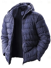economico Piumini e parka da uomo-Per uomo Cappotto Invernale Giacca imbottita Giacca Imbottita Tasca Poliestere Vacanza Abbigliamento quotidiano Data Regolare Moda Casual Confortevole Calore Termico Autunno Inverno Colore Solido