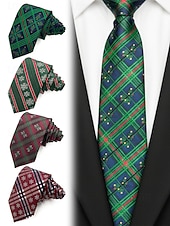 זול עניבות ועניבות פרפר לגברים-עניבות חג המולד לגברים, דוגמאות חגיגיות, משבצות אדומות וירוקות, פתיתי שלג, מוכנות למתנה, עיצובים רבים למסיבות חג המולד וללבוש משרדי