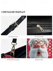 billiga Grafiska tryckväskor-Julväska för kvinnor - konstläder, designad med jultomte och snögubbe, presentväska för kvinnor, handväska för julen, perfekt för fester och vinterutflykter