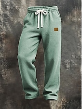 baratos Perna Reta-Homens Calças Esportivas Calças Calça Waffle Com Cordão Bolsos Cintura elástica Tecido Conforto Diário Esportes Moda Casual Marron Escuro Preto Micro-Elástica