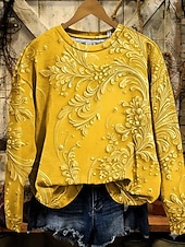 economico Tops Boho-Per donna Felpa Pullover Stampato Floreale Grafico Paisley Caldo Vintage Western Manica Lunga Girocollo Top Regolari Casuale Streetwear Abbigliamento Quotidiano Blu Nero Giallo Rosso Verde Primavera