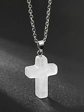 Недорогие Мужские украшения-Мужское рождественское ожерелье с подвеской-крестиком из натурального камня, доступно в нескольких цветах, стильный и модный дизайн, идеально подходит для подарков на праздники