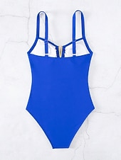 tanie Stroje kąpielowe jednoczęściowe-Kostium kąpielowy jednoczęściowy damski wyszczuplający marszczenia seksowne wycięcie monokini wysoki krój kontrola brzucha wysoki stan slim bez pleców elegancki na wakacje jednolity kolor dekolt w