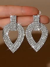 tanie Kolczyki damskie-Damskie błyszczące kolczyki w kształcie łezki z kryształkami – luksusowa biżuteria kryształowa na wieczorne, efektowne imprezy