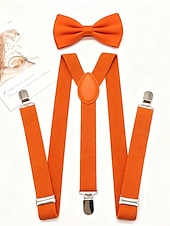 billiga Bröllop ACC-Herrset med hängslen och fluga i polyester, flera färger, perfekt för jul och formella evenemang