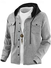 abordables Vestes Décontractées-Homme Veste Légère Veste Décontractée Veste à Capuche Extérieur Occasionnel Avec Poches Automne Hiver Bloc de Couleur Streetwear Quotidien À capuche Régulier Noir Blanche bleu marine Kaki Grise Veste