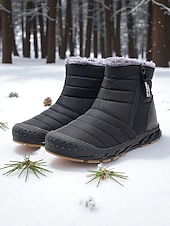 cheap Snow &amp; Winter Boots-Women's Burgundy Fur Lined Ankle Boots - Waterproof Winter Snow Shoes with Anti-Slip Rubber Sole, Warm Cozy Footwear for Outdoor and Casual Wear