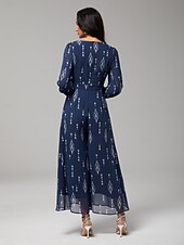 economico tute formali-tuta da donna in chiffon verde stampato, gamba larga, scollo a V, cintura in vita, elegante, distinguersi, destinazione, ospite di matrimonio, quotidiano, vacanza, casual, primavera estate autunno
