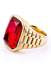 abordables Joyas para hombres-Anillo de titanio para hombre con gema grande de color – disponible en varios colores, diseño elegante para ocasiones informales y formales