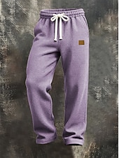 baratos Perna Reta-Homens Calças Esportivas Calças Calça Waffle Com Cordão Bolsos Cintura elástica Tecido Conforto Diário Esportes Moda Casual Marron Escuro Preto Micro-Elástica