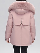 economico Capispalla da donna-Per donna Giacca imbottita Giacca in Pile Cappotto in Pelliccia Sintetica Caldo Confortevole Cerniera Bottoni Collo in Pelliccia Casual Semplice Vacanza Streetwear Abbigliamento quotidiano Uscire