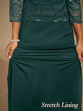voordelige Chiffon Jurken-Dames Maxi-jurk Chiffon jurk Elegant Bruiloft gast Avond Feest Normale pasvorm Effen Kleur 3/4 mouw Strakke ronde hals Smaragdgroen Lente Herfst Winter