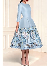  Linea ad A Lunghezza al pavimento Perline ricamate Abito Formale Abito da madre della sposa Abito da Sera Abito da ballo con sopragonna Abito formale Elegante Brillanti Floreale Manica 3/4 Girocollo