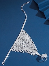 ieftine Bratara de dama-Brățară de mână pentru femei cu franjuri strălucitoare și strasuri - bijuterii de lux cu manșetă din plasă pentru petreceri, evenimente de seară &amp;ocazii speciale